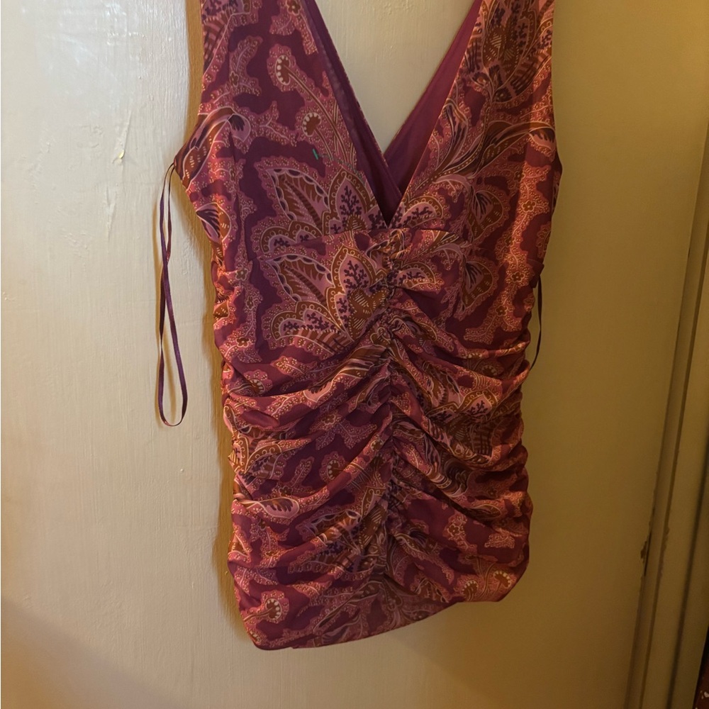 Paisley V-Neck Ruched Top designed